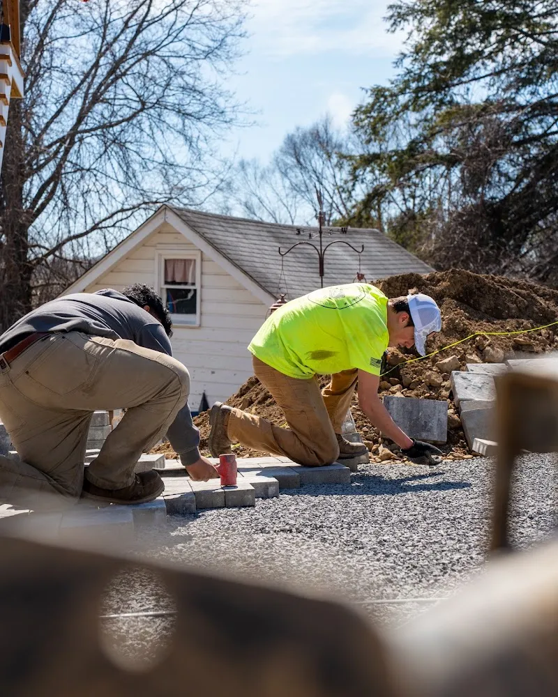 Landscaping crew at work, construction photography Hudson Valley