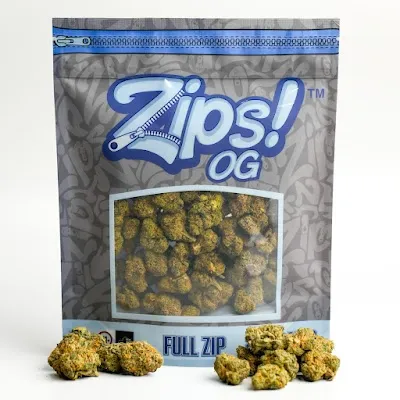 Cannabis flower bag photography example